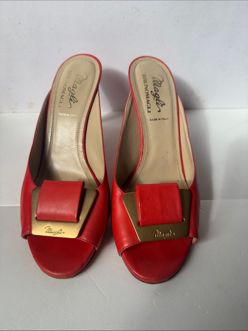 Bruno Magli leather mules with a gold-tone hardware plaque - Picture 3 of 10